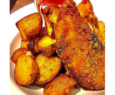 サーモンとゴロゴロポテトのフィッシュ&チップス