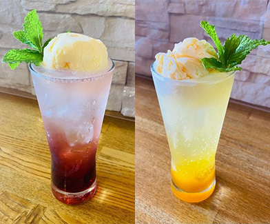 フルーツビネガーのクリームソーダ